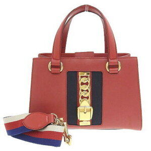 Gucci Sylvie Bag Shoulder Handbag Leather Red